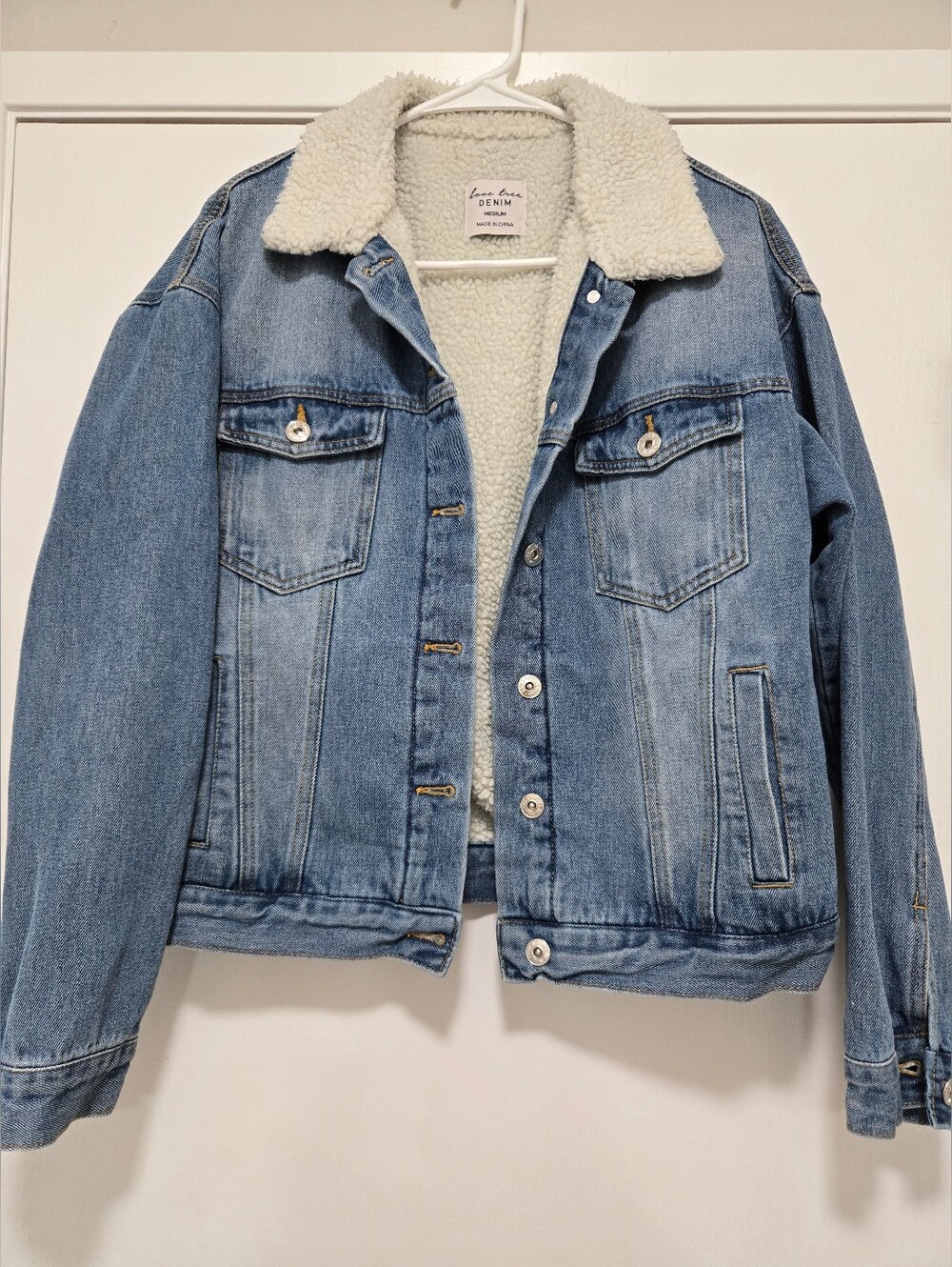 Love Tree Sherpa-Lined Denim Jacket